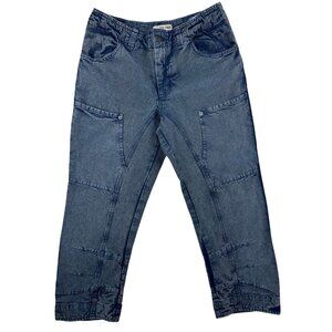We The Free Cropped Cargo Big Dipper Washed Blue Jeans Gorpcore Utility SZ 6